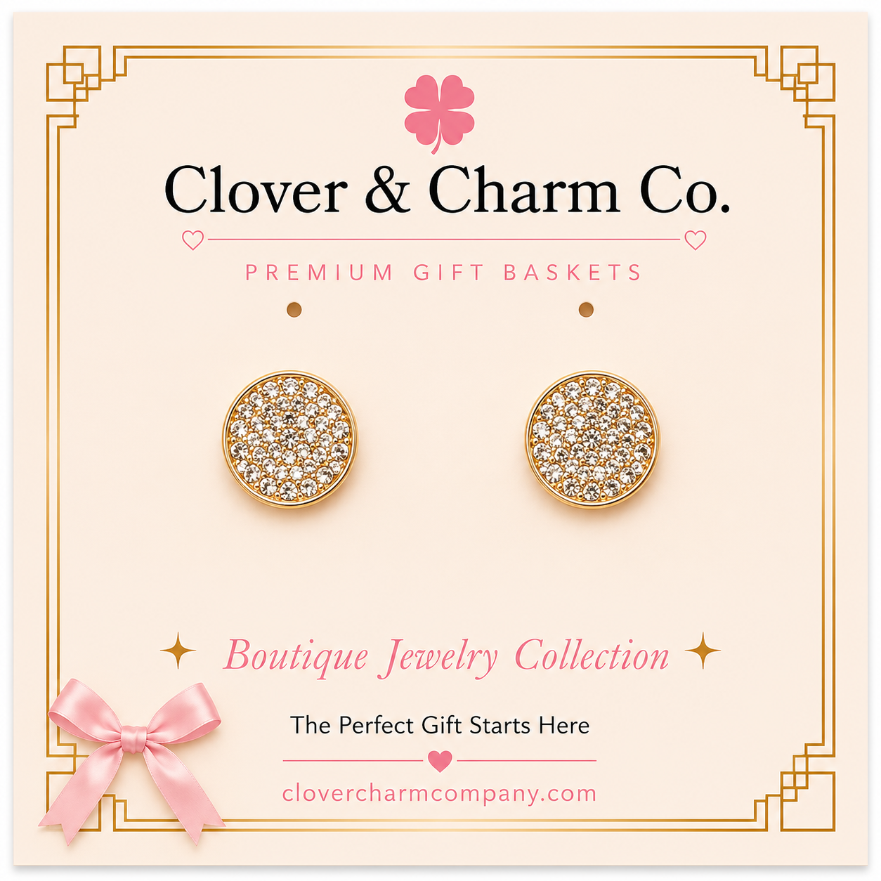 Crystal Pave Circle Stud Earrings