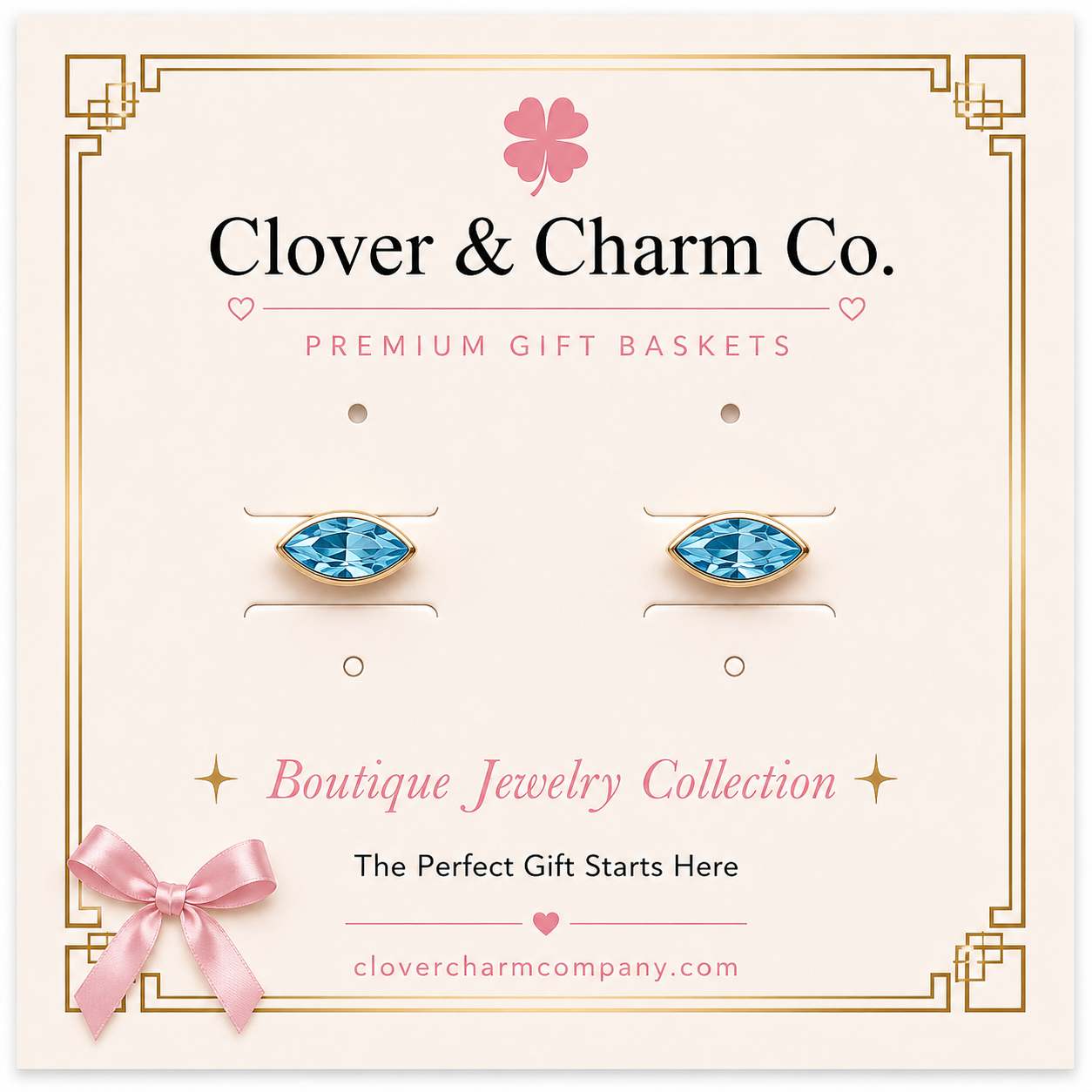 Sky Blue Crystal Marquis Stud Earrings