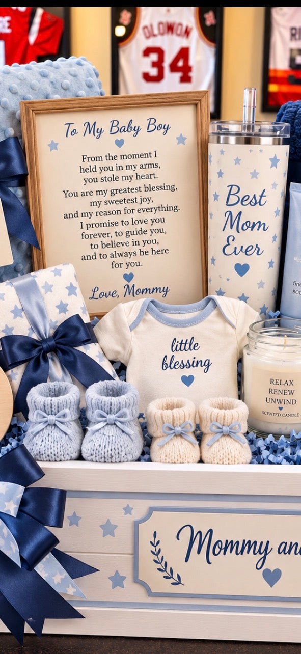 Personalized New Mom & Baby Gift Crate – Luxury Mommy & Me Keepsake Gift Basket