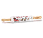 Christmas Rolling Pin with Santa & Reindeer | Holiday Baking Gift