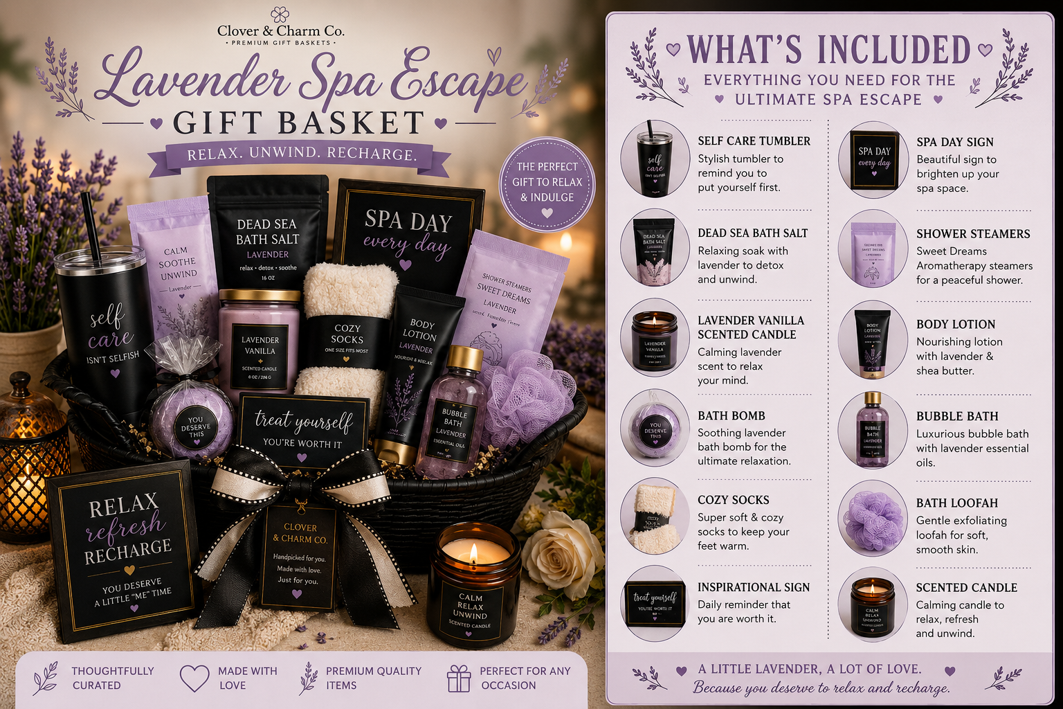 Lavender Spa Escape Gift Basket