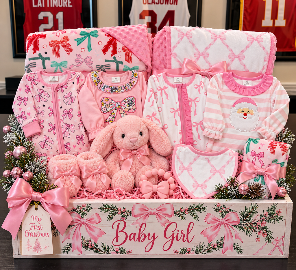 Baby Girl Christmas Gift Basket Crate