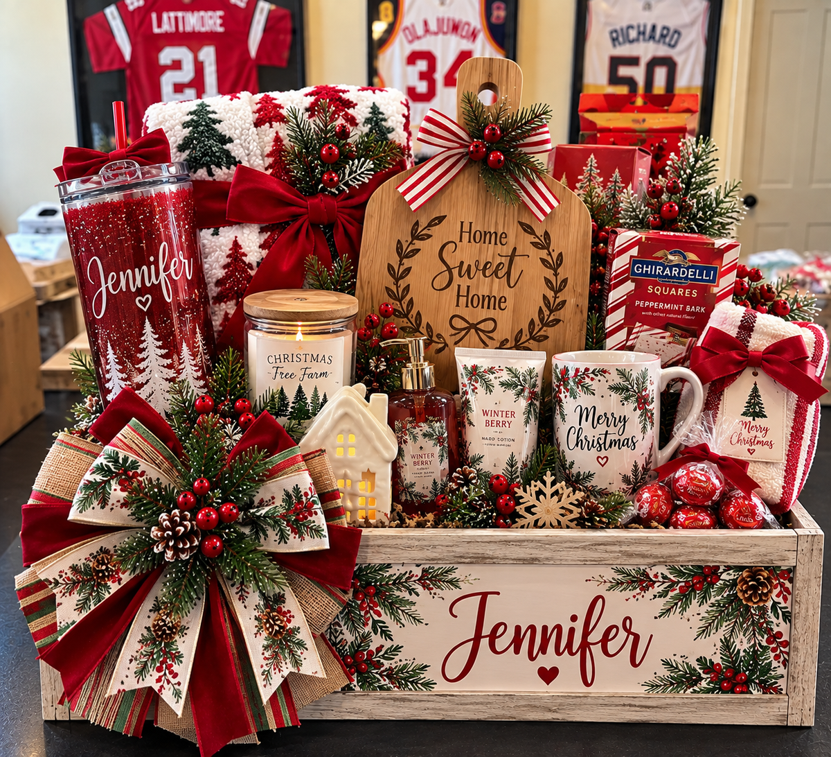 Personalized Luxury Christmas Gift Crate for Her | Holiday Home & Spa Gift with Custom Keepsake Box