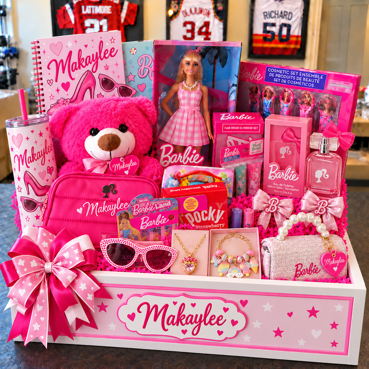 Deluxe Personalized Barbie Gift Basket with Keepsake Crate