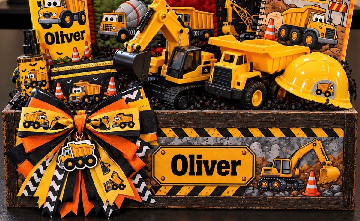 Personalized Construction Truck Gift Crate for Boys
