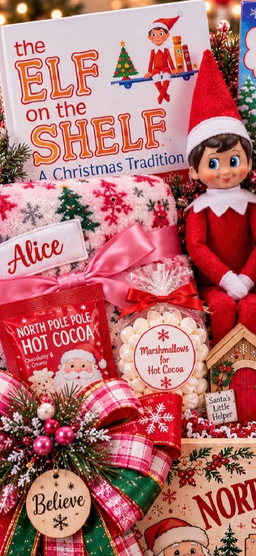 Personalized Elf on the Shelf Christmas Gift Crate for Girls