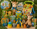Wild One 1st Birthday Gift Basket - Safari Baby Gift