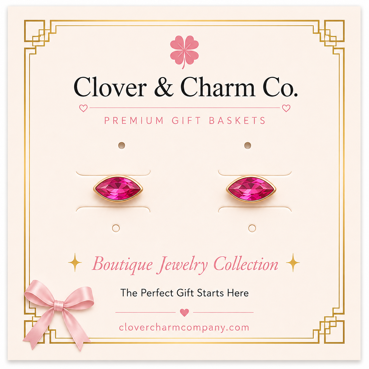 Pink Crystal Marquis Stud Earrings