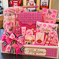 Personalized Pink Glam Gift Crate Basket| Custom Girls, Tween & Teen Birthday Gift with Purse, Jewelry & Beauty
