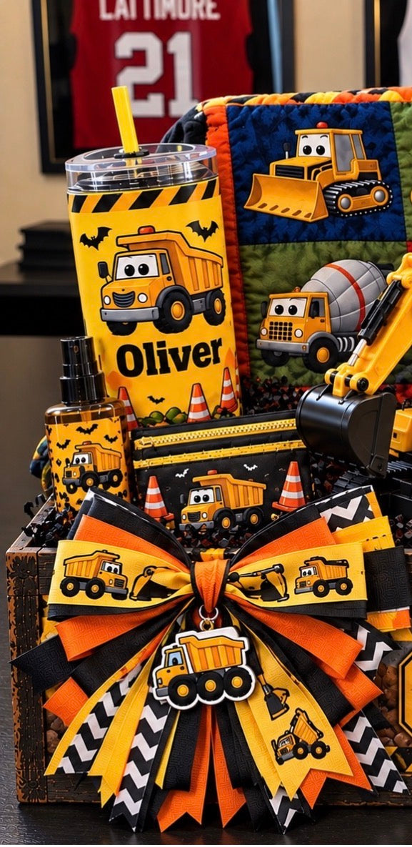 Personalized Construction Truck Gift Crate for Boys