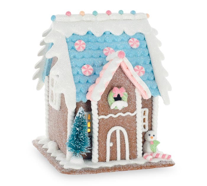 Lighted Pastel Gingerbread House Christmas Decoration
