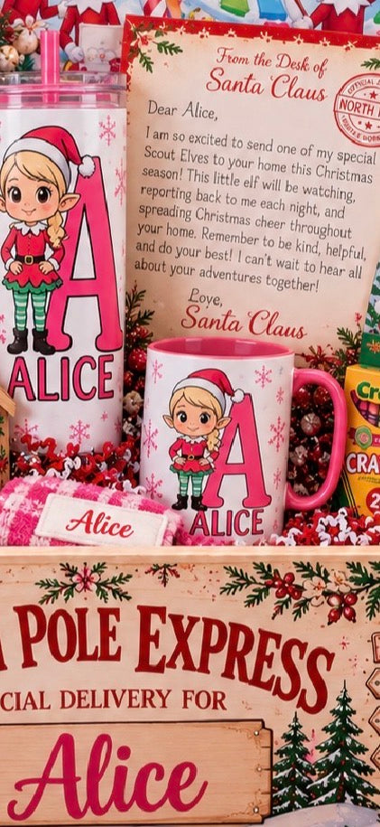 Personalized Elf on the Shelf Christmas Gift Crate for Girls