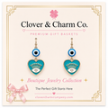 Turquoise Heart Evil Eye Statement Earrings
