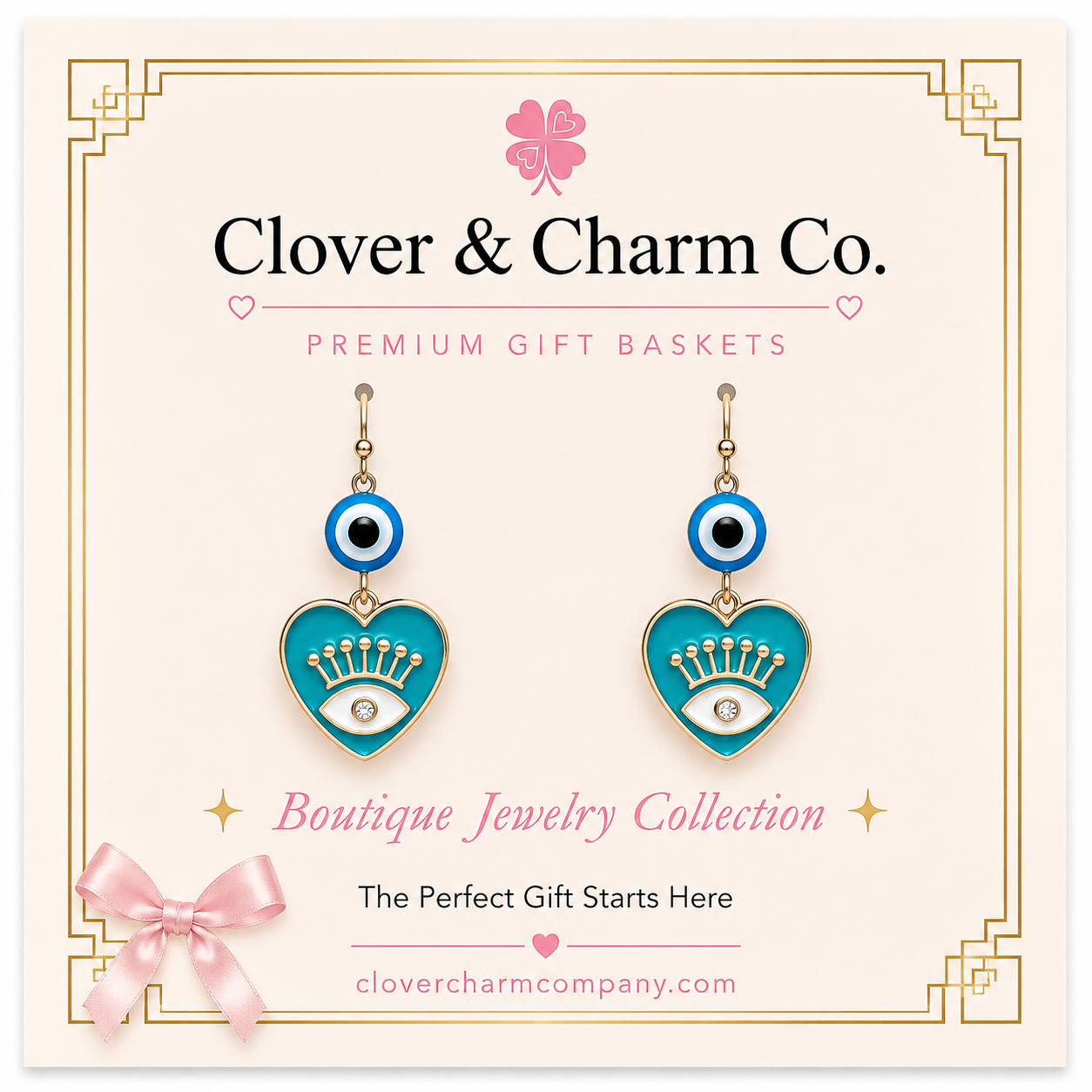 Turquoise Heart Evil Eye Statement Earrings