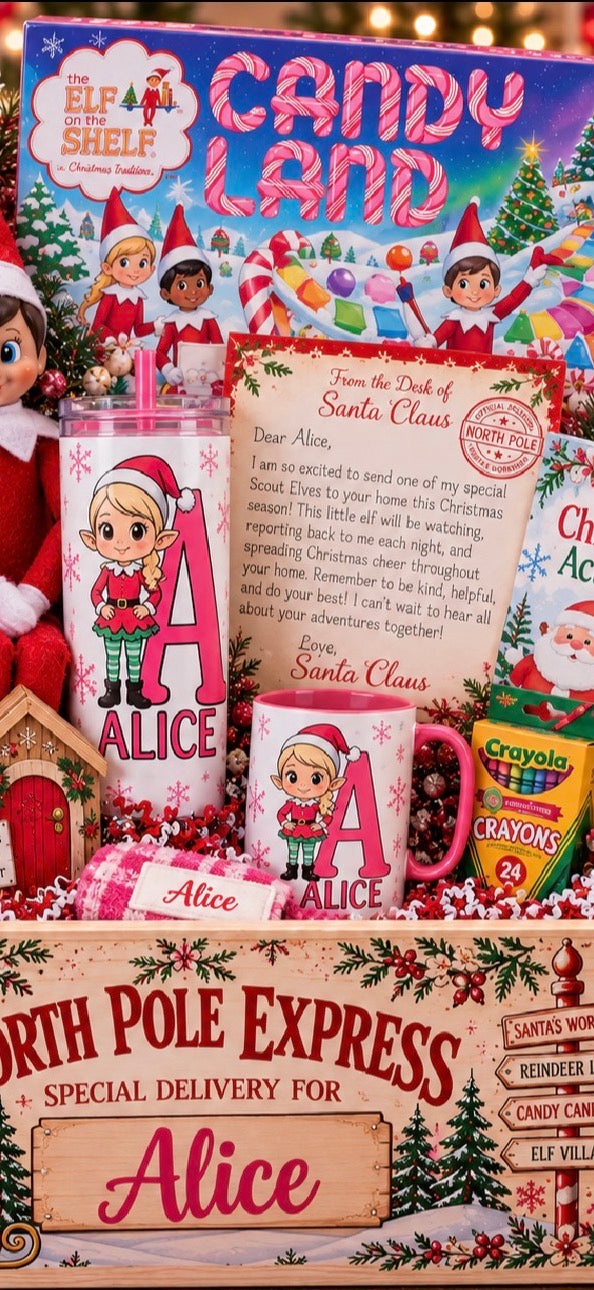 Personalized Elf on the Shelf Christmas Gift Crate for Girls