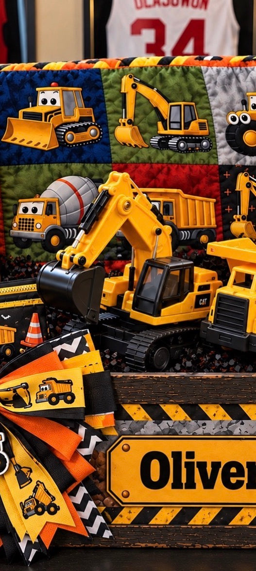 Personalized Construction Truck Gift Crate for Boys