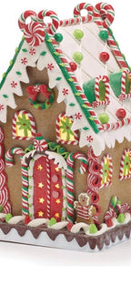14-Inch Lighted Gingerbread House Christmas Decoration