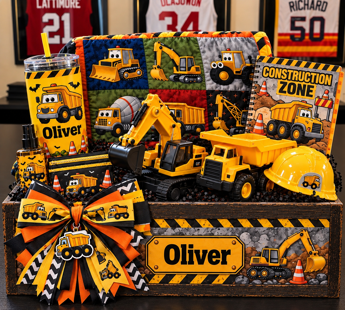 Personalized Construction Truck Gift Crate for Boys
