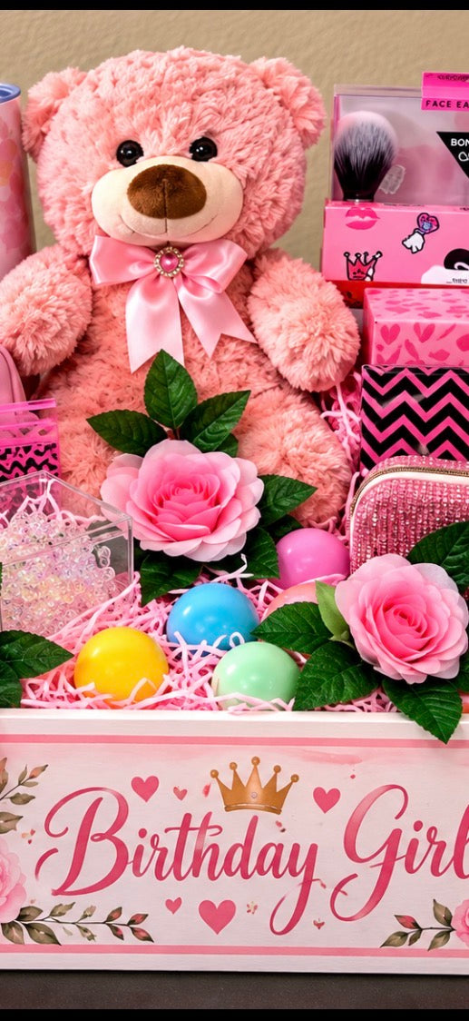 Birthday Girl Designer Gift Crate | Luxury Personalized Birthday Gift Basket for Her