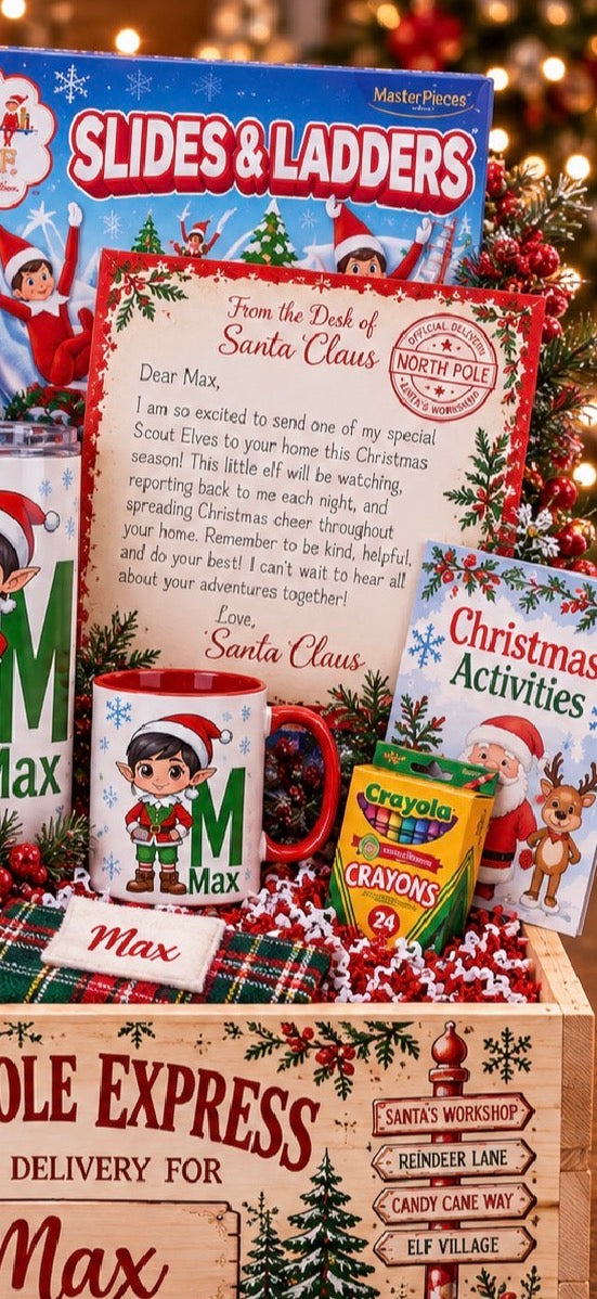 Personalized Elf on the Shelf Christmas Gift Crate for Boys