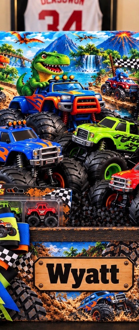 Personalized Monster Truck Gift Basket for Boys