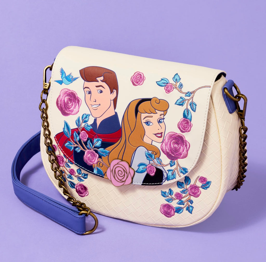 Disney Princess Sleeping Beauty Aurora & Prince Phillip Floral Crossbody Bag by Loungefly