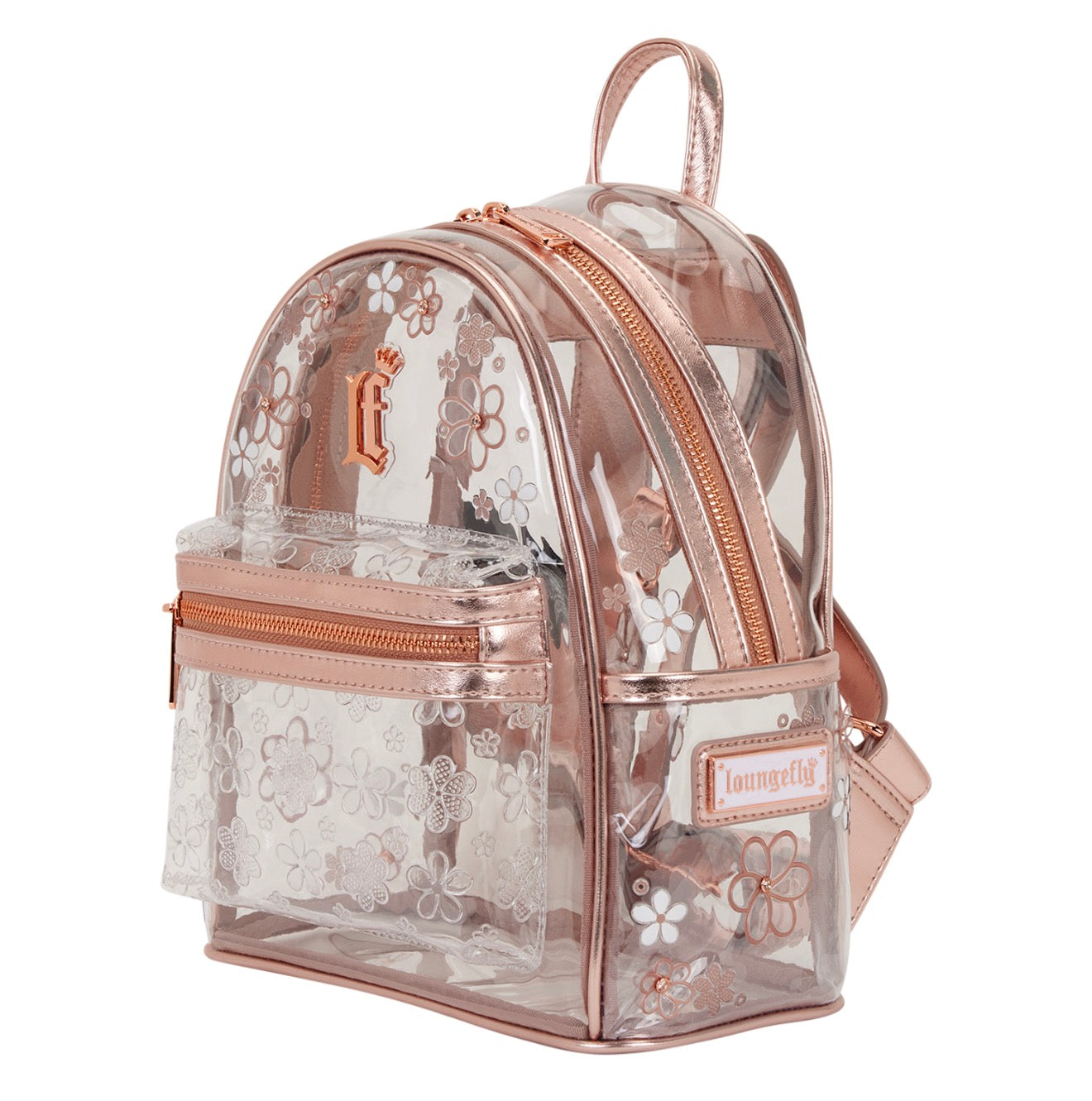 Loungefly LF Rose Gold Floral Clear Mini Backpack