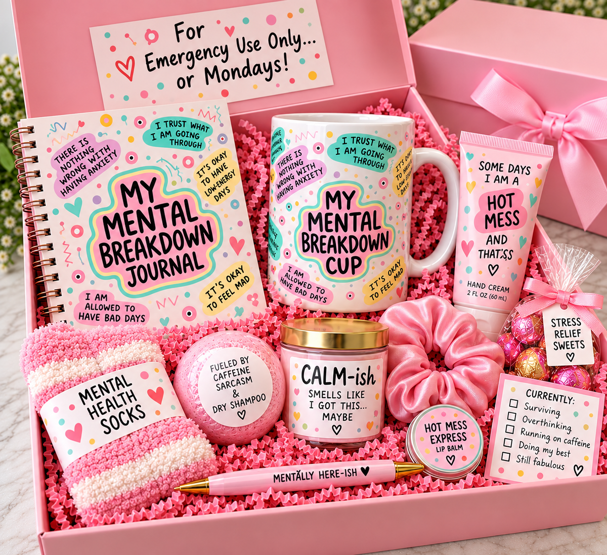 Funny Mental Breakdown Gift Box | Mug & Journal Self Care Gift for Her