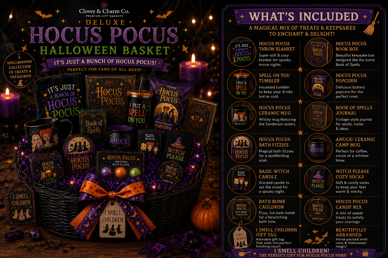 Deluxe Hocus Pocus Halloween Basket