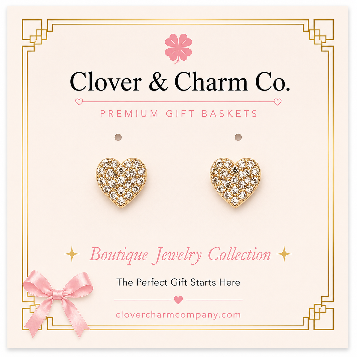 Crystal Heart Stud Earrings