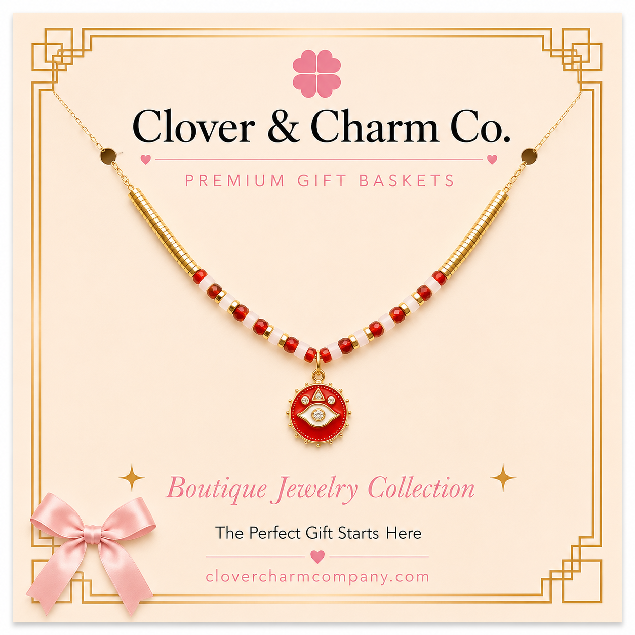 Scarlet Eye Beaded Necklace