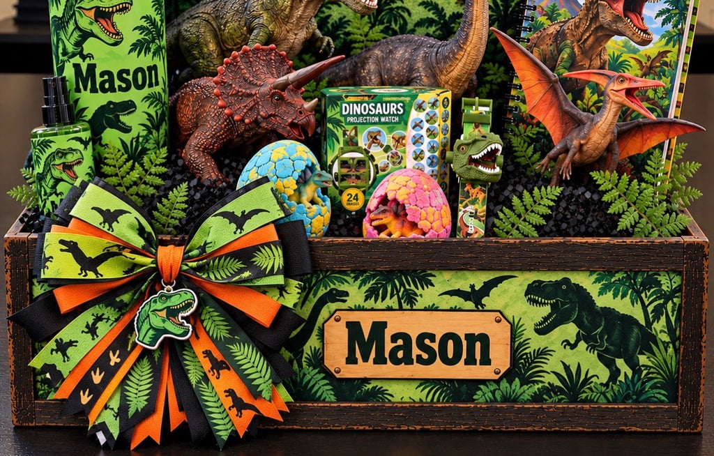 Personalized Dinosaur Gift Basket for Boys