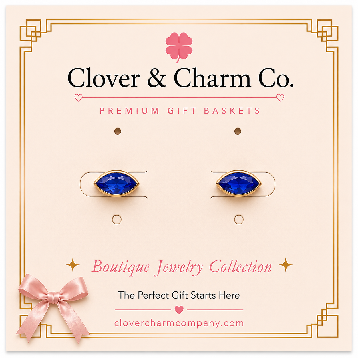 Sapphire Blue Crystal Stud Earrings