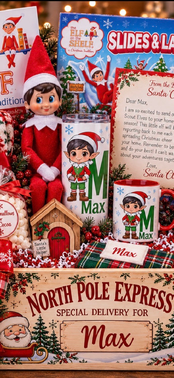 Personalized Elf on the Shelf Christmas Gift Crate for Boys