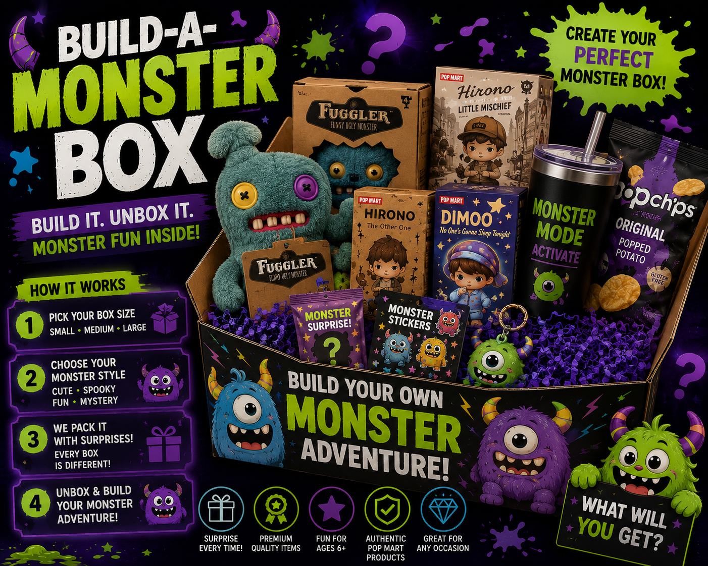 Build-A-Monster Mystery Box | Pop Mart, Fuggler & Collectible Surprise Gift Box