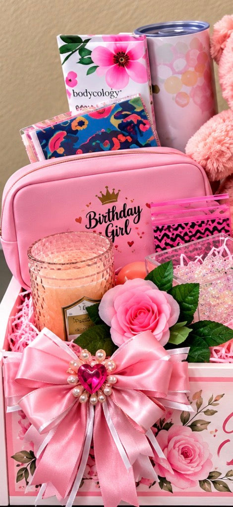 Birthday Girl Designer Gift Crate | Luxury Personalized Birthday Gift Basket for Her