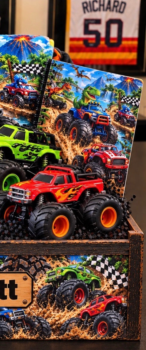 Personalized Monster Truck Gift Basket for Boys