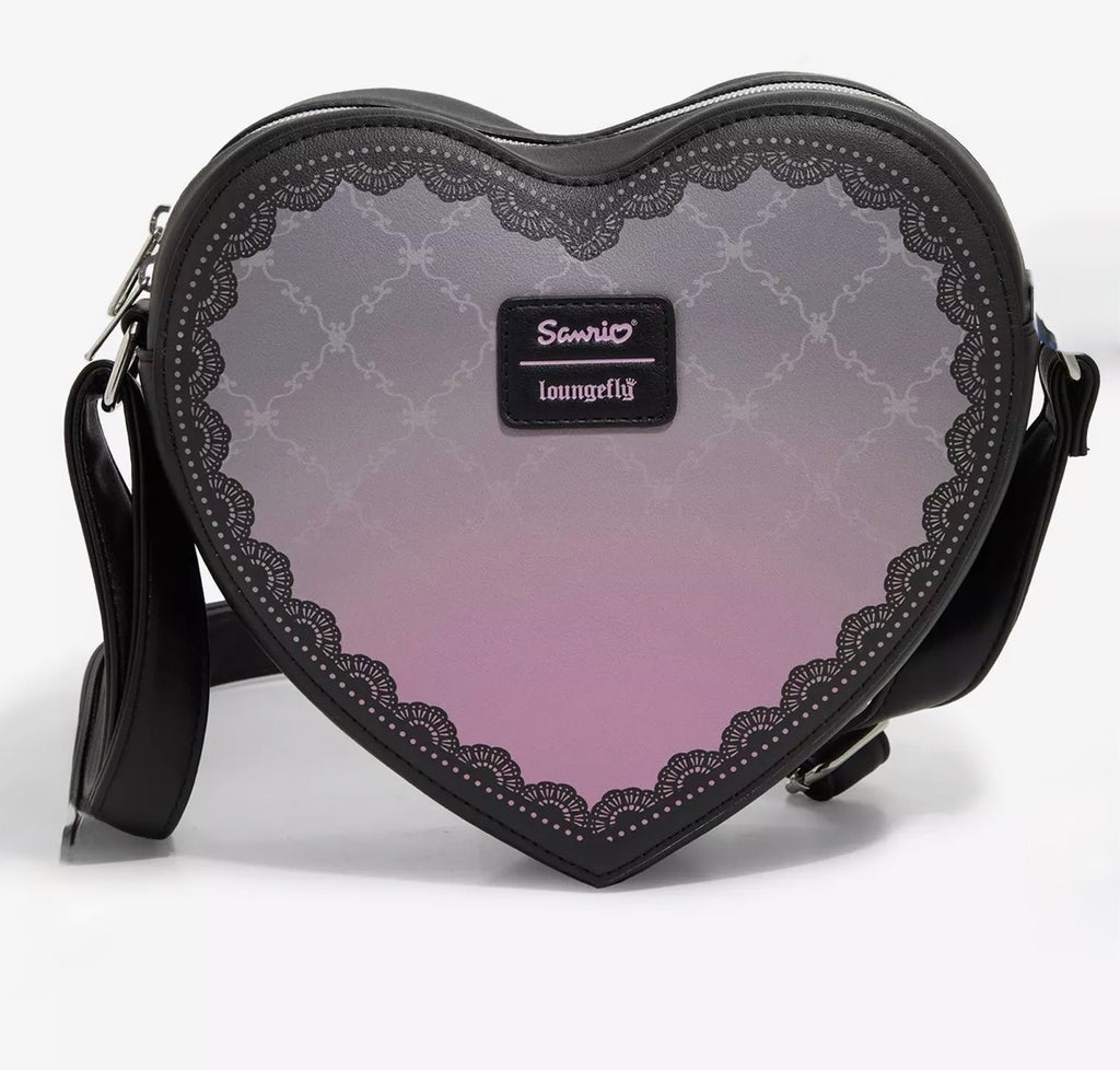Sanrio x Loungefly Kuromi Heart Crossbody Bag | Gothic Lolita Heart Purse