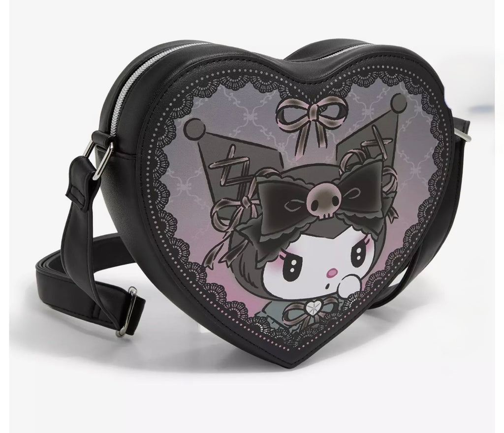 Sanrio x Loungefly Kuromi Heart Crossbody Bag | Gothic Lolita Heart Purse