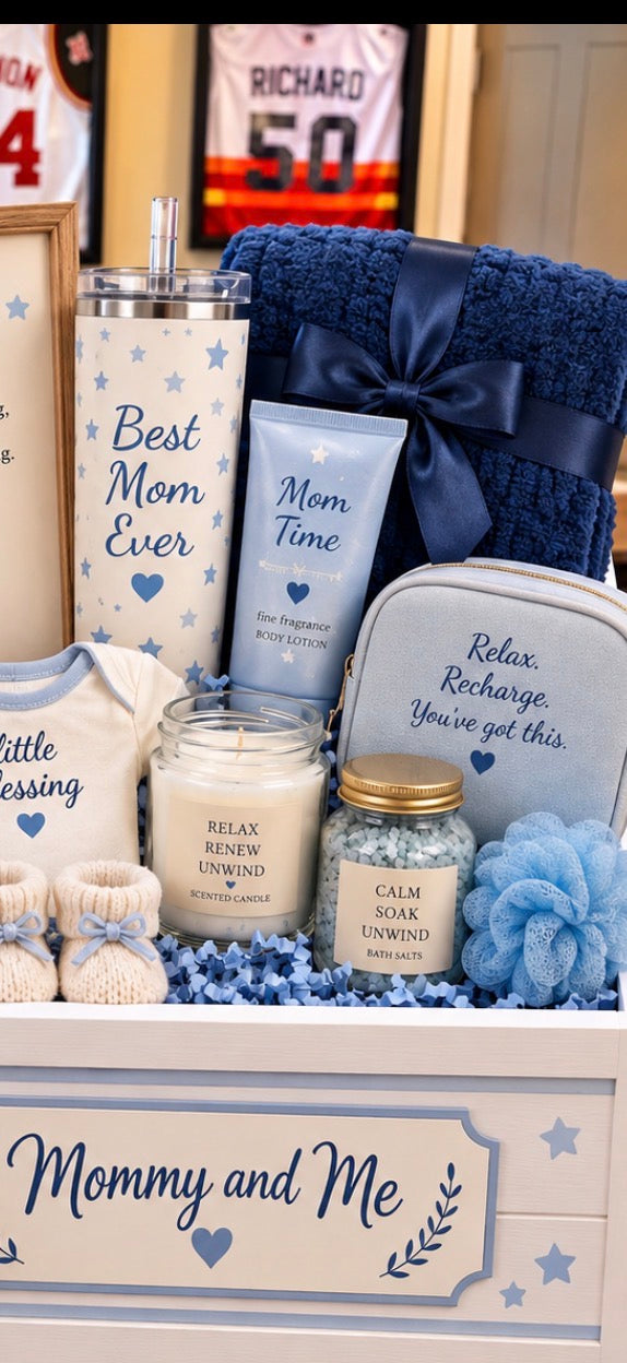 Personalized New Mom & Baby Gift Crate – Luxury Mommy & Me Keepsake Gift Basket