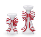 Candy Cane Bow Candle Holders | Set of 2