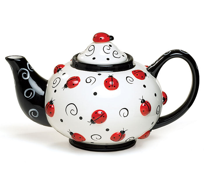 Hand-Painted Ladybug Ceramic Teapot | Gift for Tea Lovers