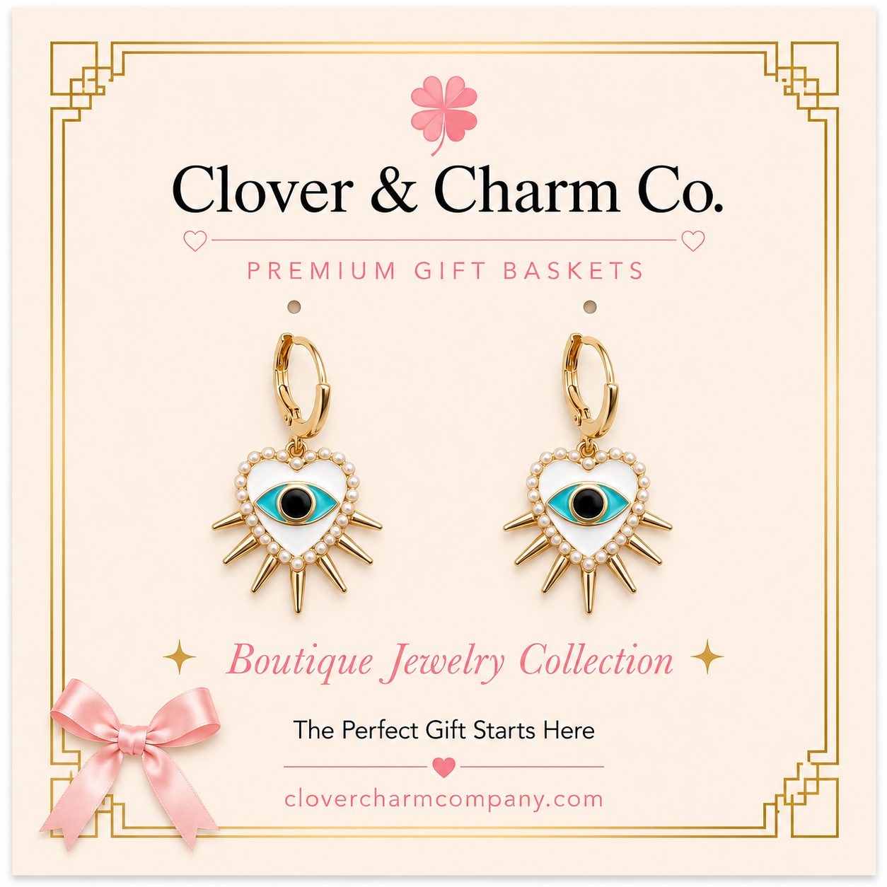 Celestial Eye Heart Hoop Earrings