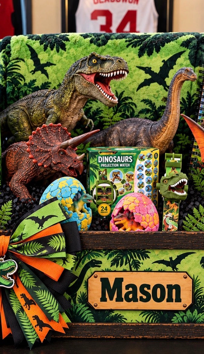 Personalized Dinosaur Gift Basket for Boys