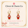 Ruby Hamsa Charm Hoop Earrings