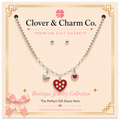 Silver Sweetheart Charm Necklace & Stud Earring Set
