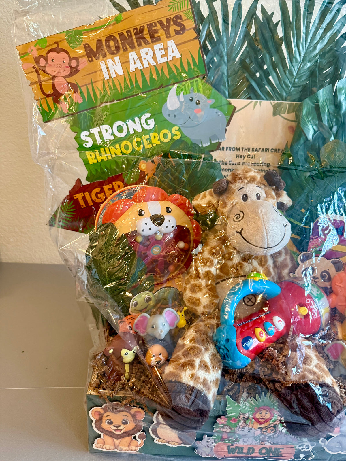 Jungle Adventure 1st Birthday Gift Basket - Wild One baby Gift