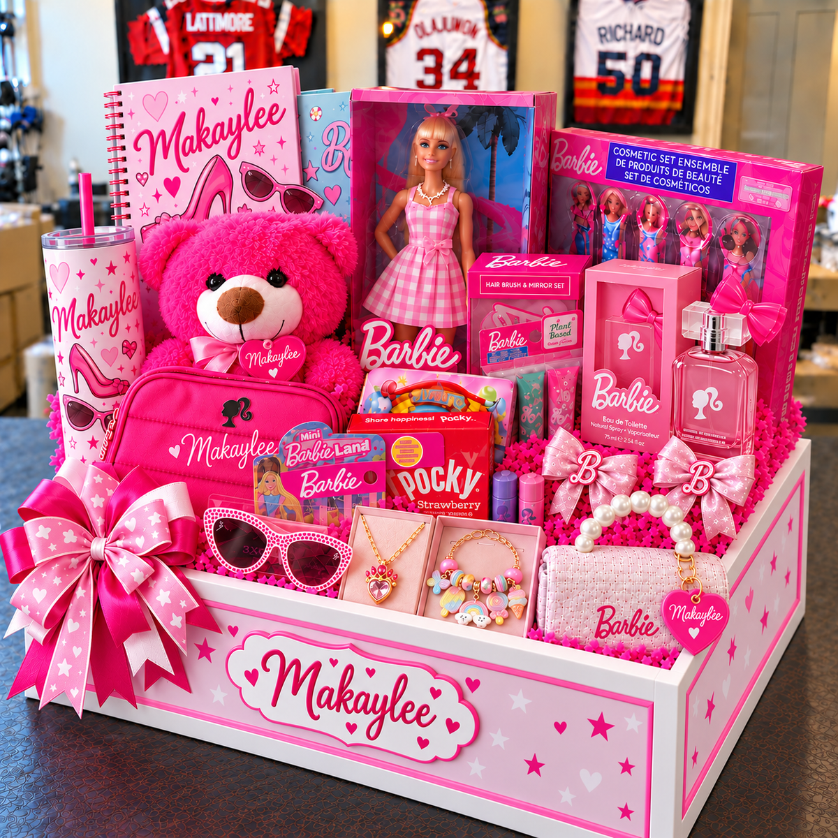 Deluxe Personalized Barbie Gift Basket with Keepsake Crate