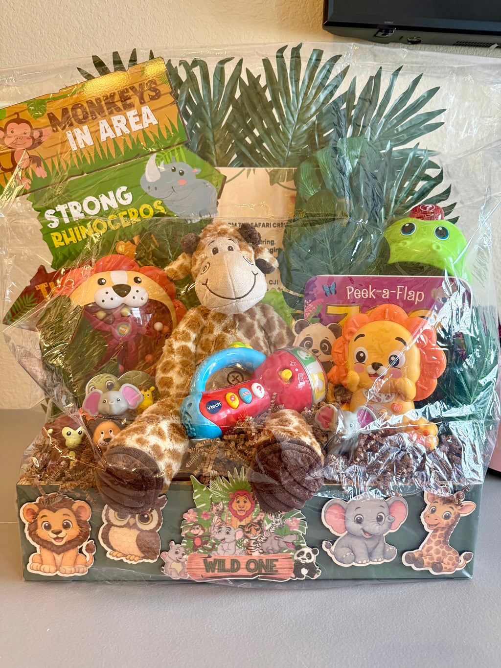 Jungle Adventure 1st Birthday Gift Basket - Wild One baby Gift