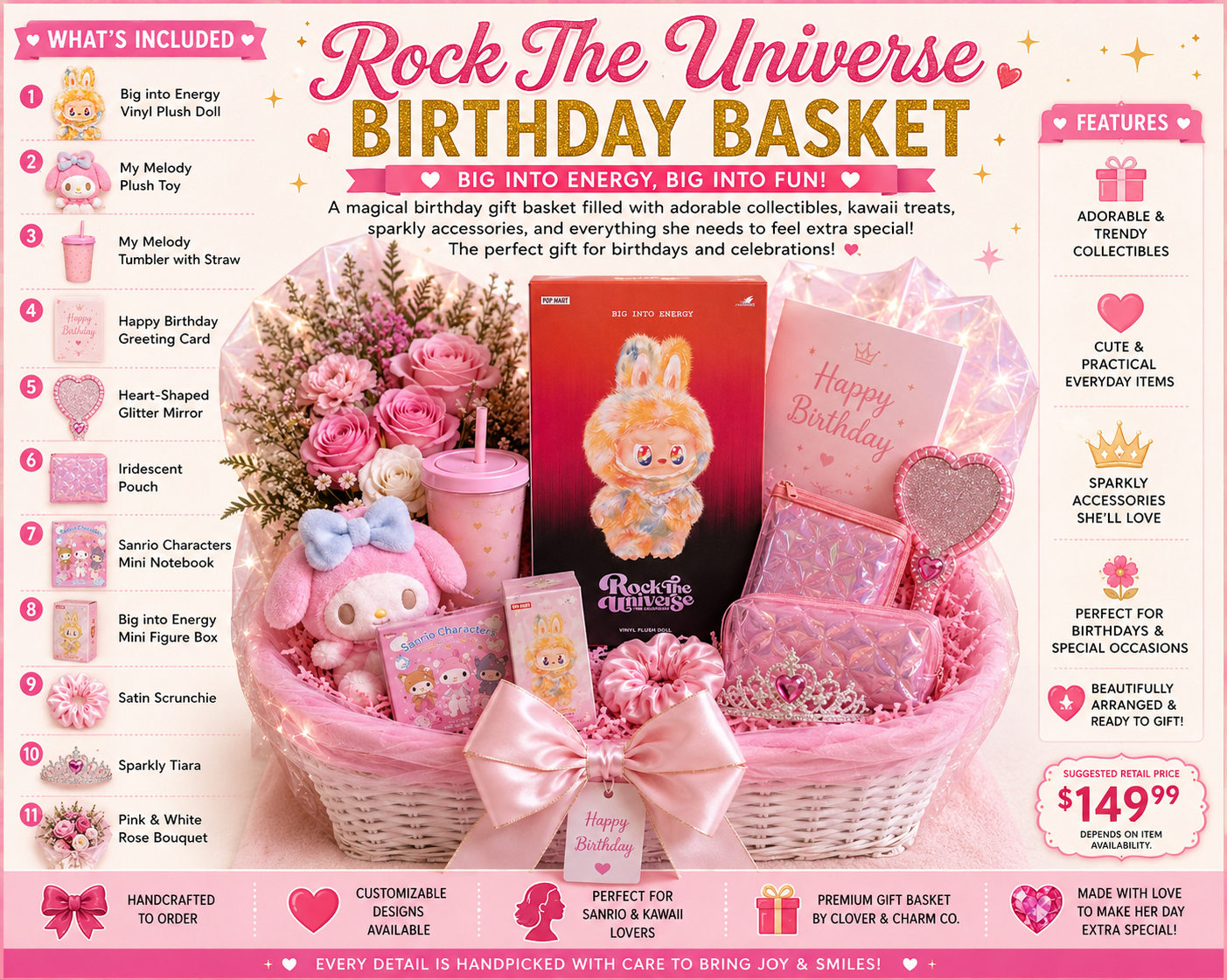 Pink Stardust Birthday Basket
